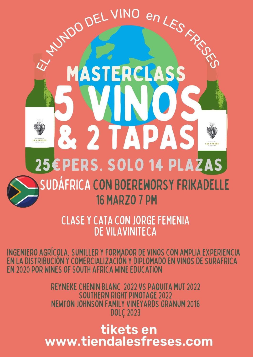 Masterclass y cata Suráfrica (vinos del mundo), 16 marzo 2024.